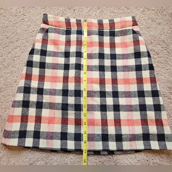 Boden Womens 100% Wool Skirt British Tweed Pink Blue Plaid Size 2 Petite - Picture 4 of 5